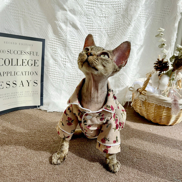 Cotton Breathable Shirt Pajamas Sphynx Cat Clothes