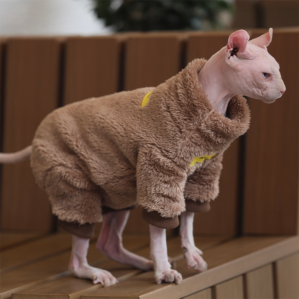 Cat Onesies Sphynx Clothes Fleece 4Legs Warm Cover