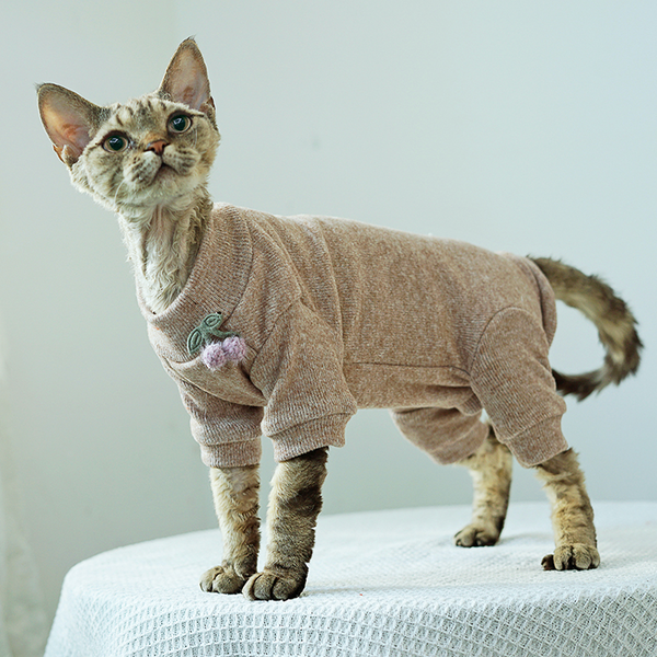 Cat Onesies Sphynx Sweater Lining Fleece Warm