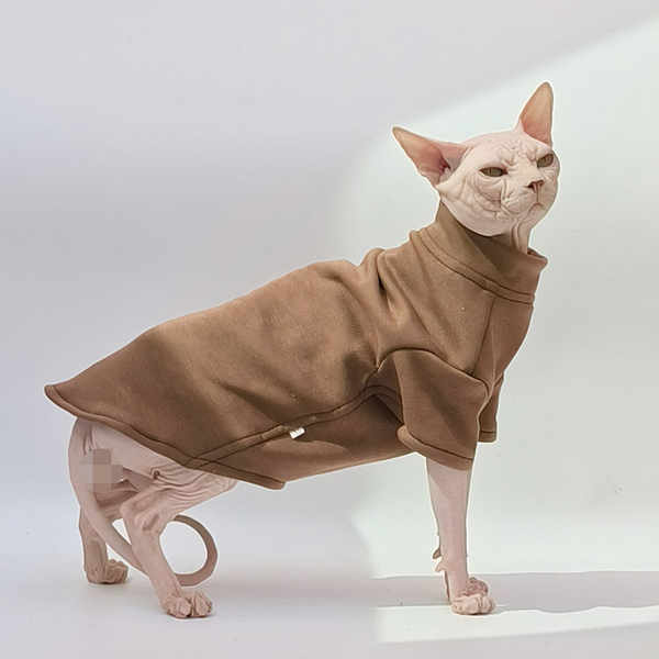 Cat Shirts Sphynx Clothes Fleece Pajamas Turtleneck Brown