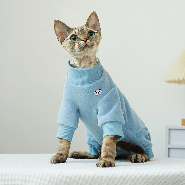 Cute Fleece Onesies Cat Clothes Pullover Sphynx Clothing Soft 4Legs