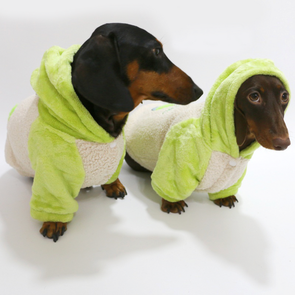 Dachshund Clothes Dog Hoodie Fleece Neon Green