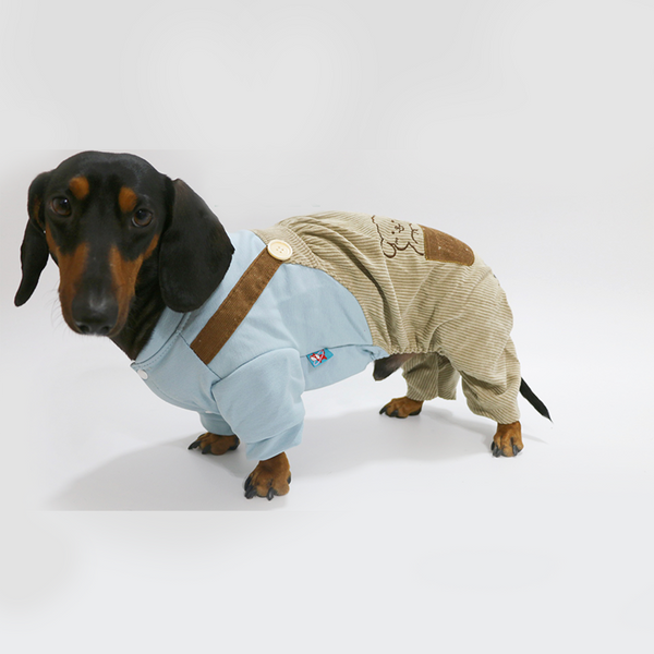 Dachshund Clothes Dog Onesies Two-in-one Overalls Blue