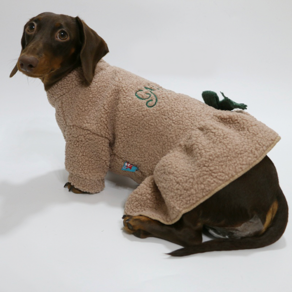 Dachshund Clothes Chrismas Dog Costume Fleece Coat Button Dress Warm