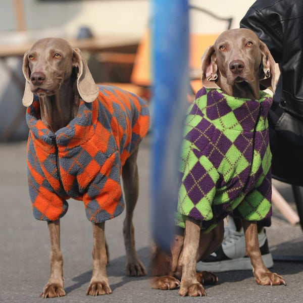 Christmas Diamond-patterned Fleece Jacket Big Dog Coat