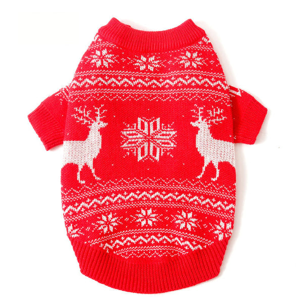 Dog Christmas Sweater Knit Wear Cat Sweater Holiday Clothes Red