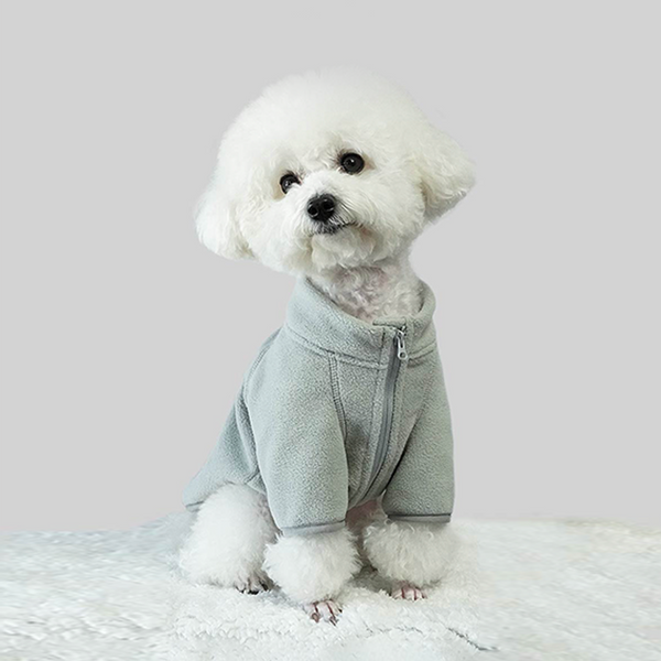 Dog Clothes Polar Fleece Zip Jacket with Leash D Ring Back