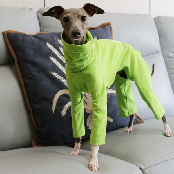 Dog Onesies Cotton Pajamas Clothes for Italian Greyhound Whippet Green