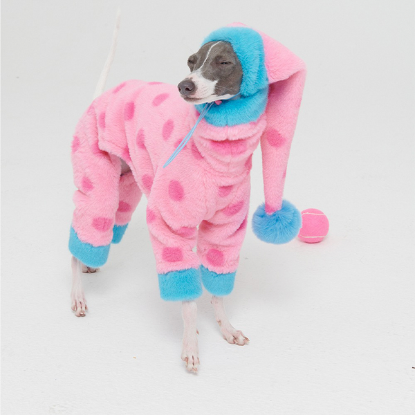 Dog Onesies Fleece Italian Greyhound Clothes Turtleneck Faux Fur Dot