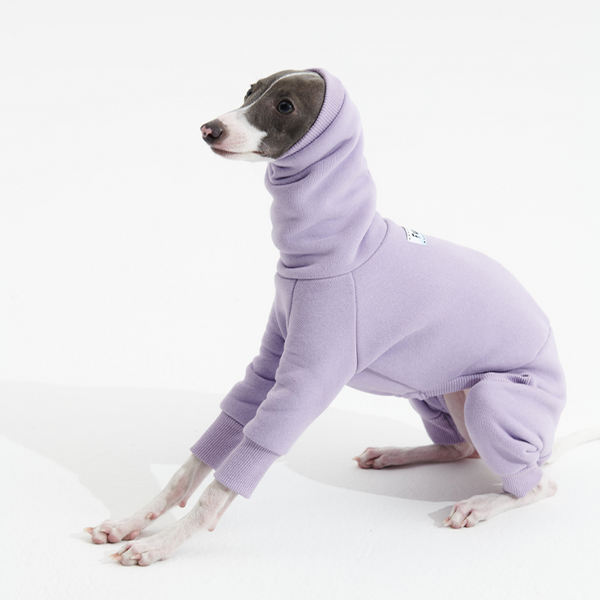 Dog Onesies Fleece Italian Greyhound Clothes Turtleneck Cover Purple