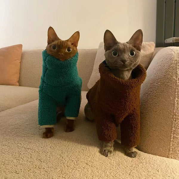 Double Layer Fleece Shirts Cat Clothes Sphynx Clothing Sweatshirts