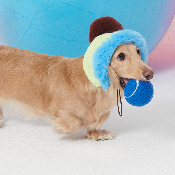 Faux Fur Hat Multicolor Blue+Green