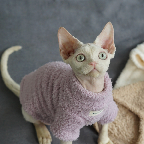 Fleece Cat Top Pullover Sphynx Clothes Soft Warm