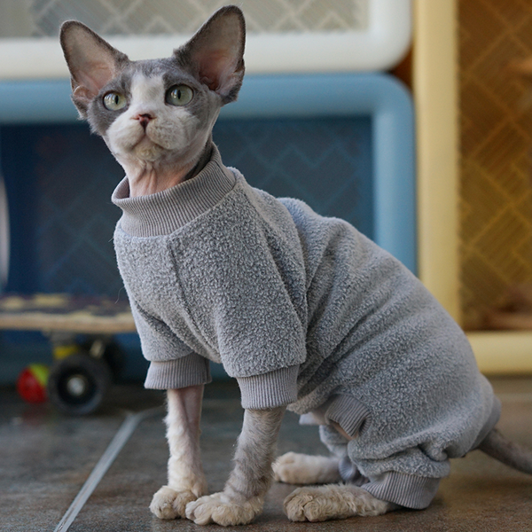 Fleece Onesies Sphynx Cat Clothes Elastic Soft Pajamas