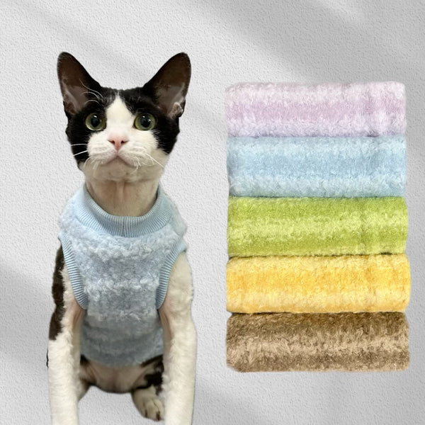 Fleece Shirts Sleeveless Pajama Sphynx Cat Clothes Multicolor Vest