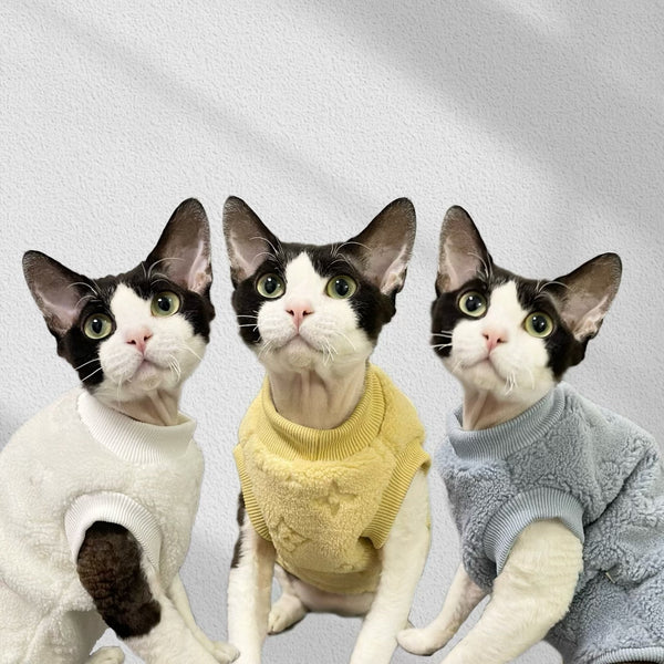 Fleece Sleeveless Shirts Sphynx Cat Clothes Pajamas LV