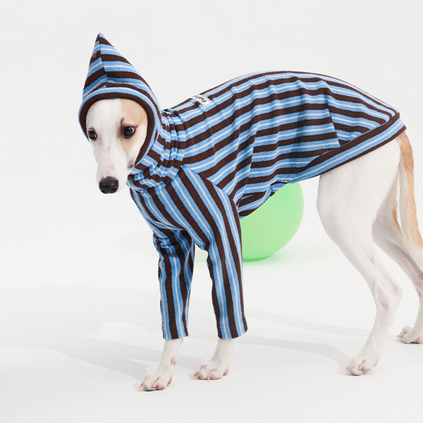 Stripe Shirts with Hat Dog Pajamas Small Dog Italian Greyhound Clothes Blue