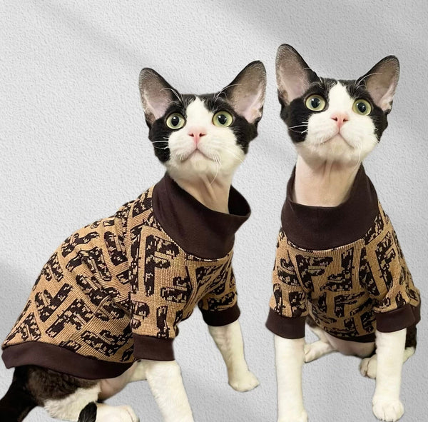 Turtleneck Cat Shirts Sphynx Clothes Soft Fendi