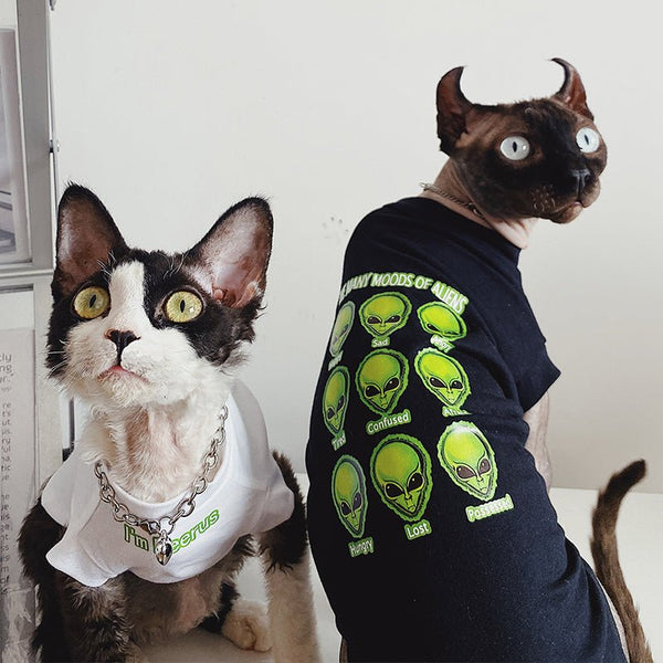 Cotton Alien Head T-shirt Sphynx Cat Clothes