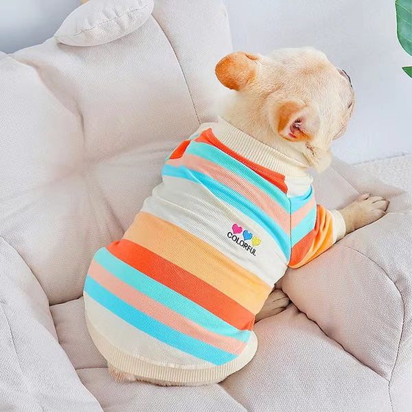 Bulldog Dog Clothes Stripe Shirts