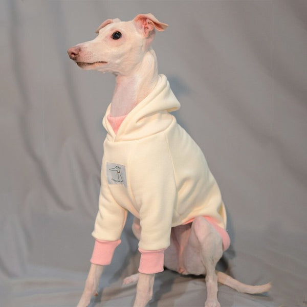 Casual Fleece Hoodie Italian Greyhound Whippet Dog Clothes Light Yellow