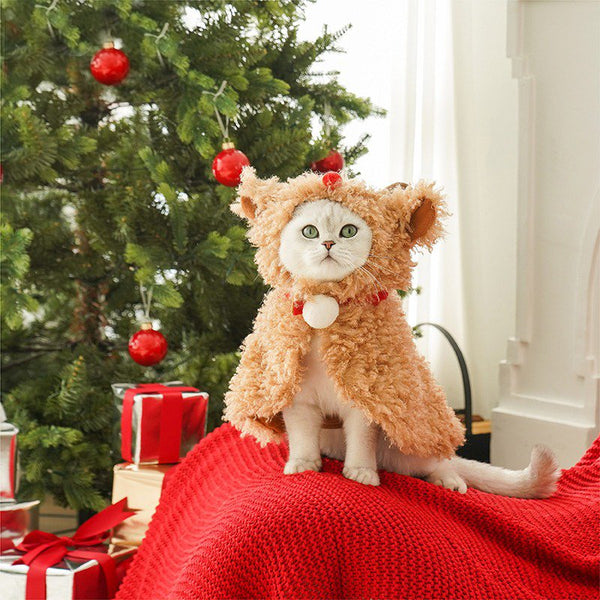 Cat Clothes Christmas Fleece Cloak Warm Hoodie Coat