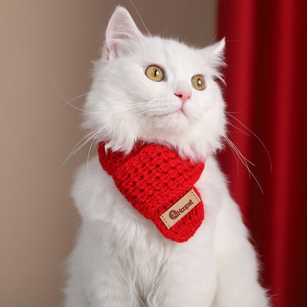 Cat Clothes Knit Christmas Scarf