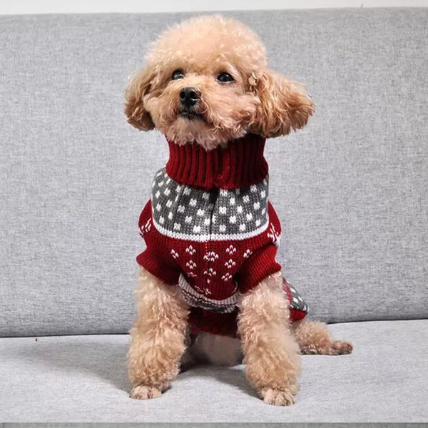 Christmas High Neck Sweater Dog Clothes