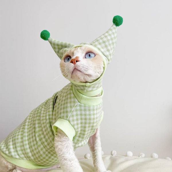 Colorful Pointed Hat Suit Sleeveless Shirts Top Sphynx Cat Clothes