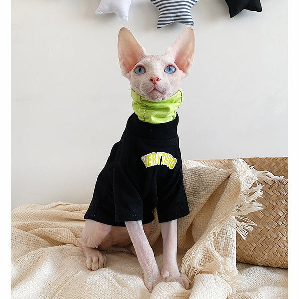 Contrasting Turtleneck T-shirt Sphynx Cat Clothes