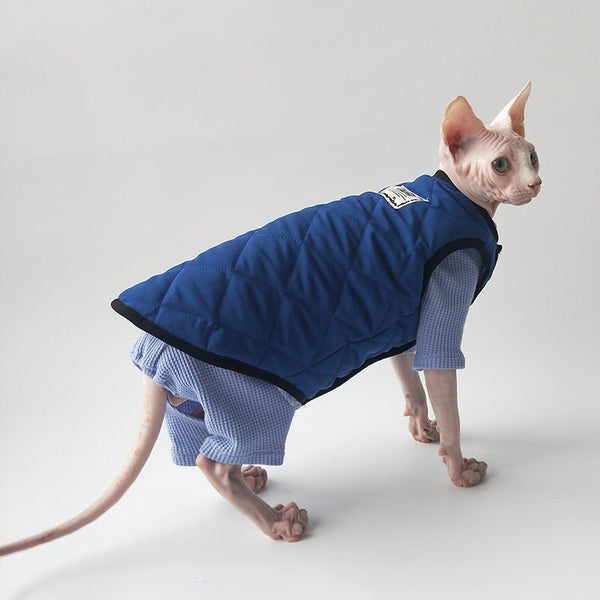 Cotton Quilting Warm Vest Coat Sphynx Cat Clothes