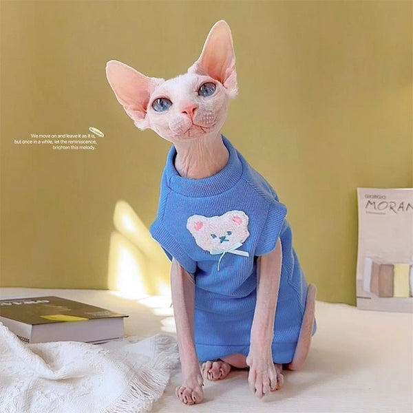 Cute Bear Print Tank Top Sphynx Cat Clothes