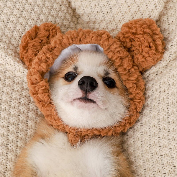 Cute Fleece Ear Cover Dog Hat