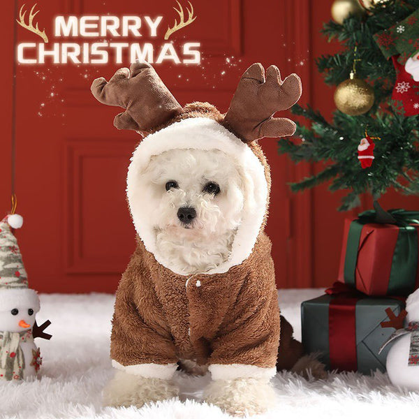 Dog Clothes Christmas Hoodie Fleece Pajama Elk Costume