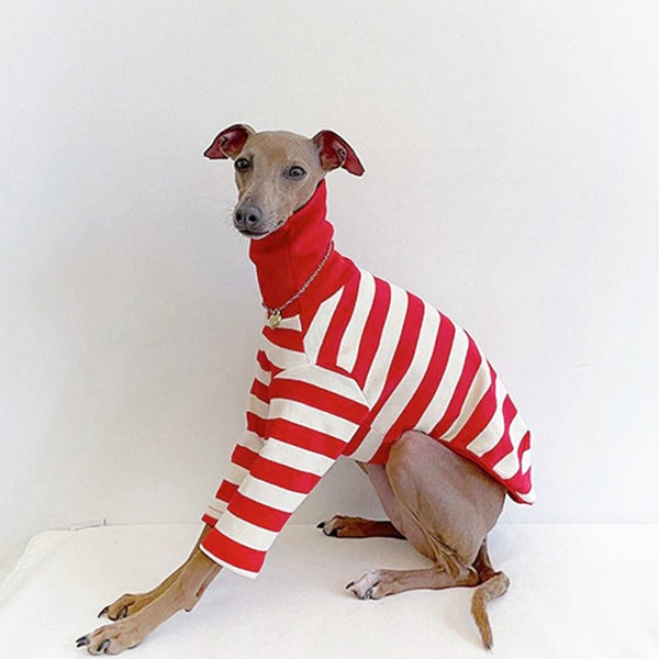 Dog Clothes Turtleneck Stripe Christmas Shirt Italian Greyhound Whippet