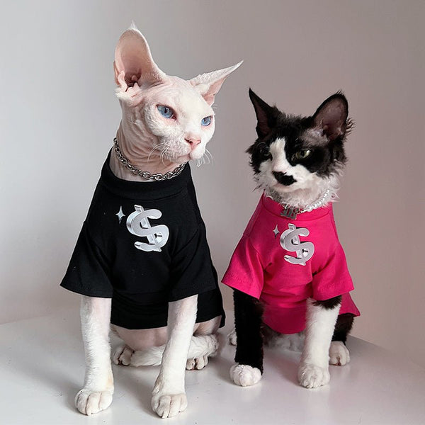 Dollar Print T-shirt Sphynx Cat Clothes