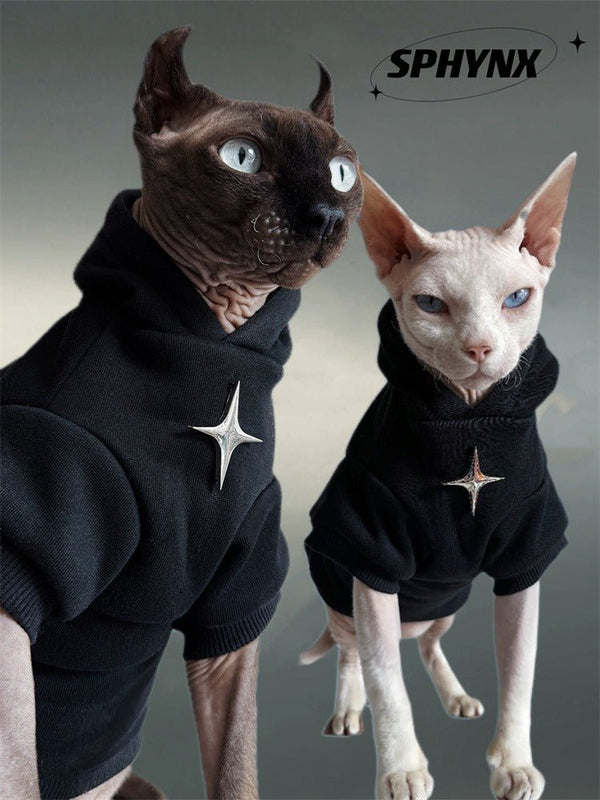 Double Layer Cotton Fleece Hoodie Sphynx Cat Clothes