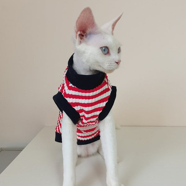 Elastic Stripe T-shirts Tee Shirts Vest Sphynx Cat Clothes