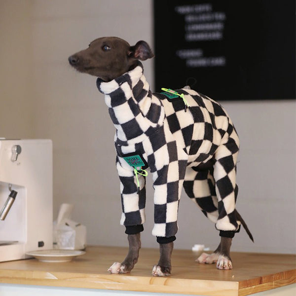 Fleece Checkerboard Onesie Italian Greyhound Whippet Dog Clothes