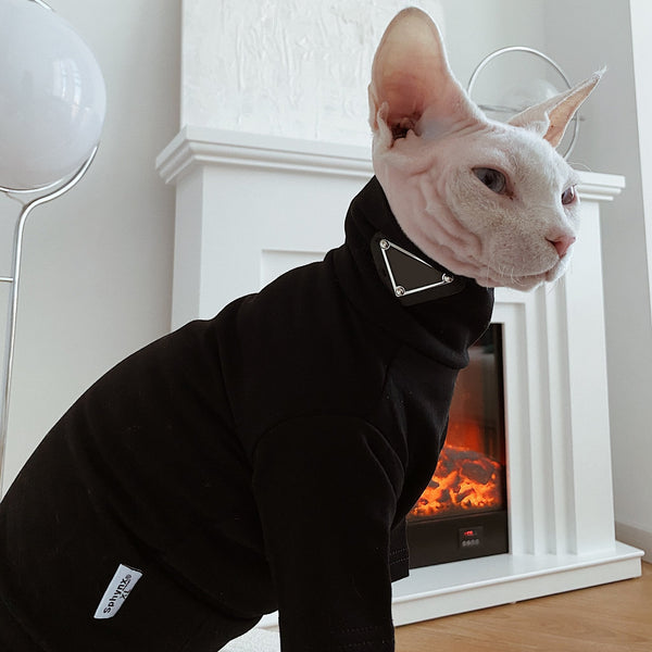 Fleece Turtleneck Pullover Shirts Sphynx Cat Clothes