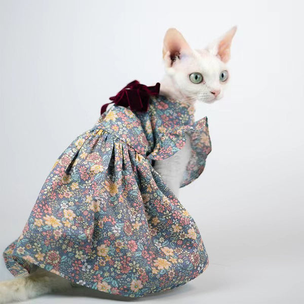 Flower Princess Dress Sphynx Cat Clothes