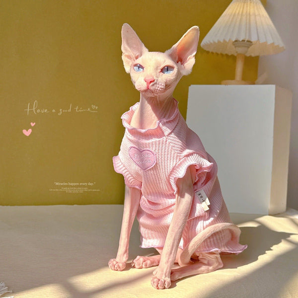 Heart Embroidered T-shirt Sphynx Cat Clothes