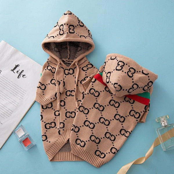 Hoodie Knitting Sweater Dog Clothes, Gucci Style