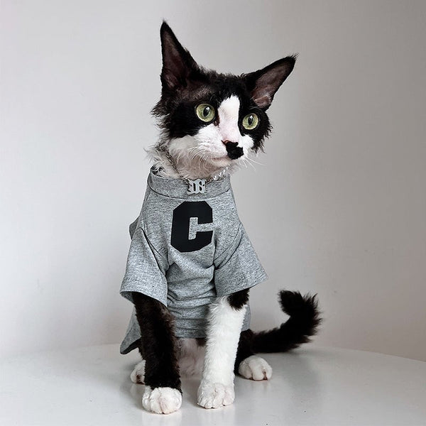 Letter Print T-shirt Cat Clothes