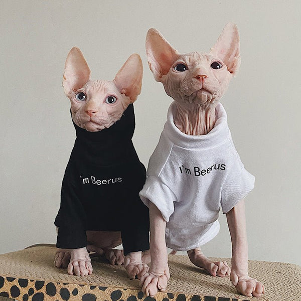 Letter Print T-shirt Sphynx Cat Clothes