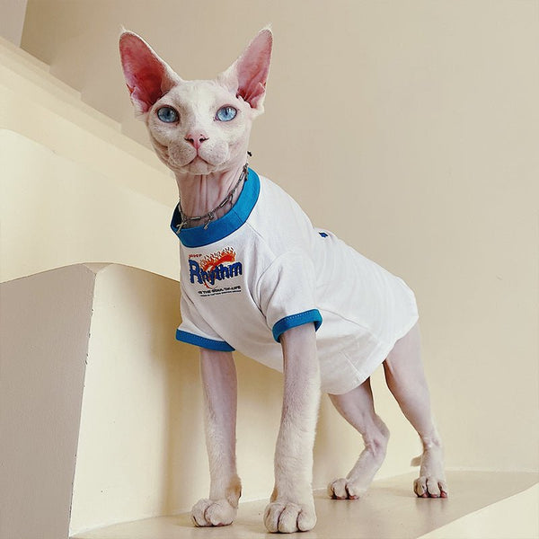 Letter Print T-Shirt Sphynx Cat Clothes