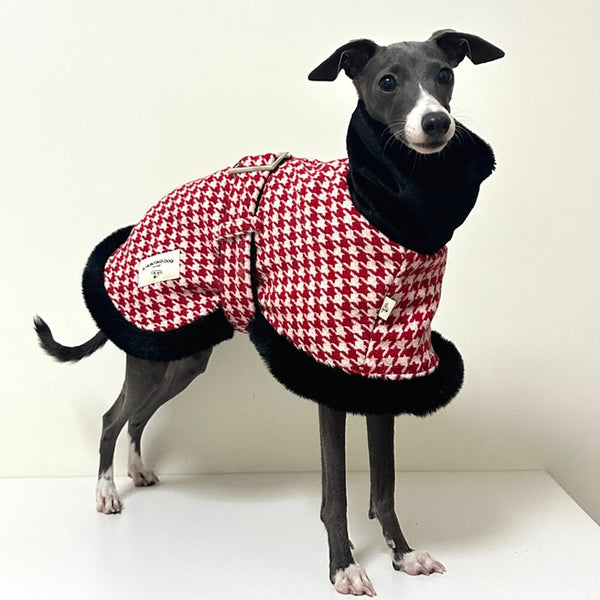 Luxury Faux Fur Tweed Cloak Jacket Italian Greyhound Whippet Dog Clothes