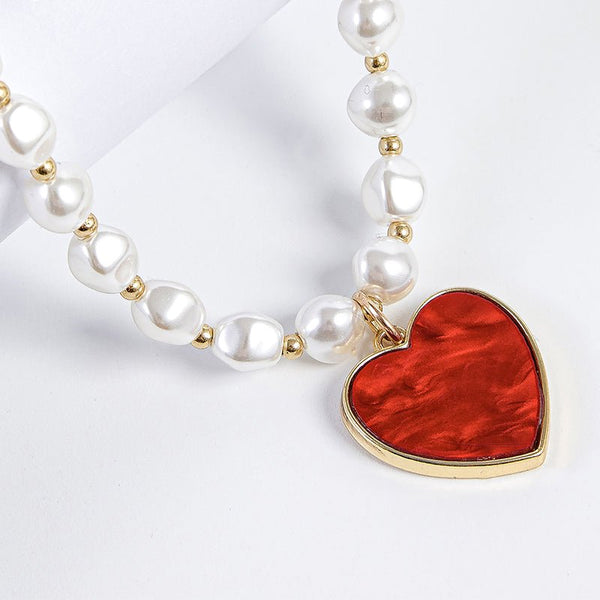 Pearl Heart Pendant Necklace Dog & Cat Accessories