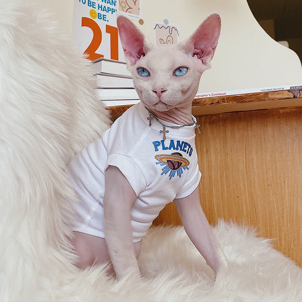 Planet Print T-shirt Sphynx Cat Clothes