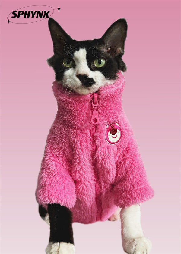 Plush Fleece Zip Coat Winter Jacket Sphynx Cat Clothes